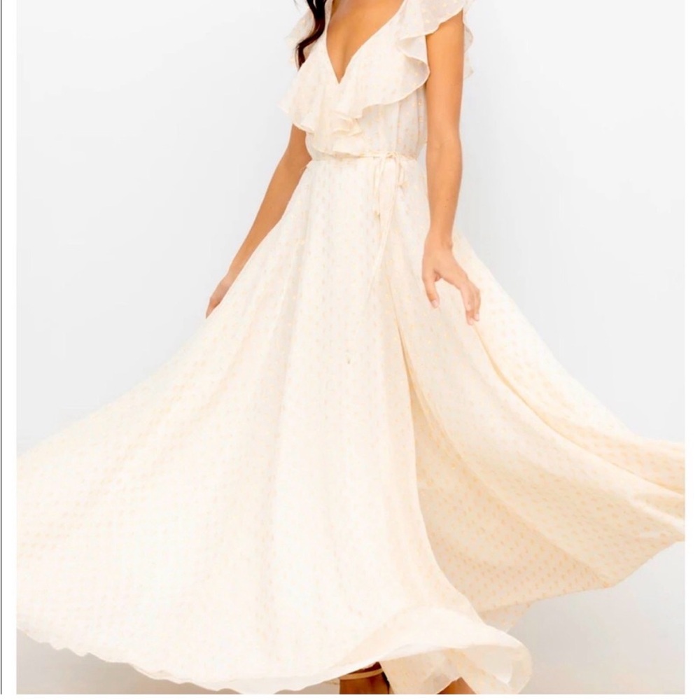 Elegant Cream Polka Dot Dress